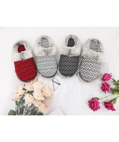 Womens Soft Comfortable Warm Furry Faux Fur House Knitted Slippers With Memory Foam Non Slip Indoor Outdoor Rubber Sole Brown...