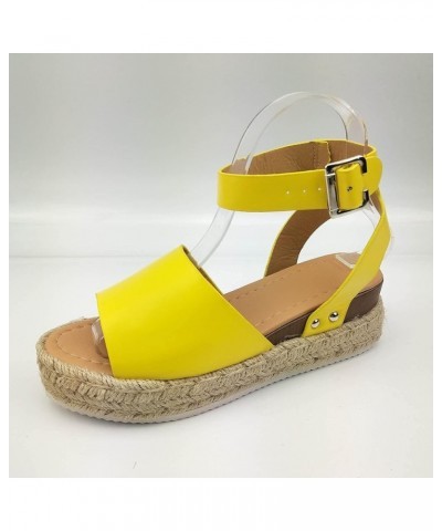 Women's Casual Shoes Open Toe Casual Platform Wedge Shoes Fashion Casual Thick Sole Slope Heels Summer Sandals Yellow $7.79 A...