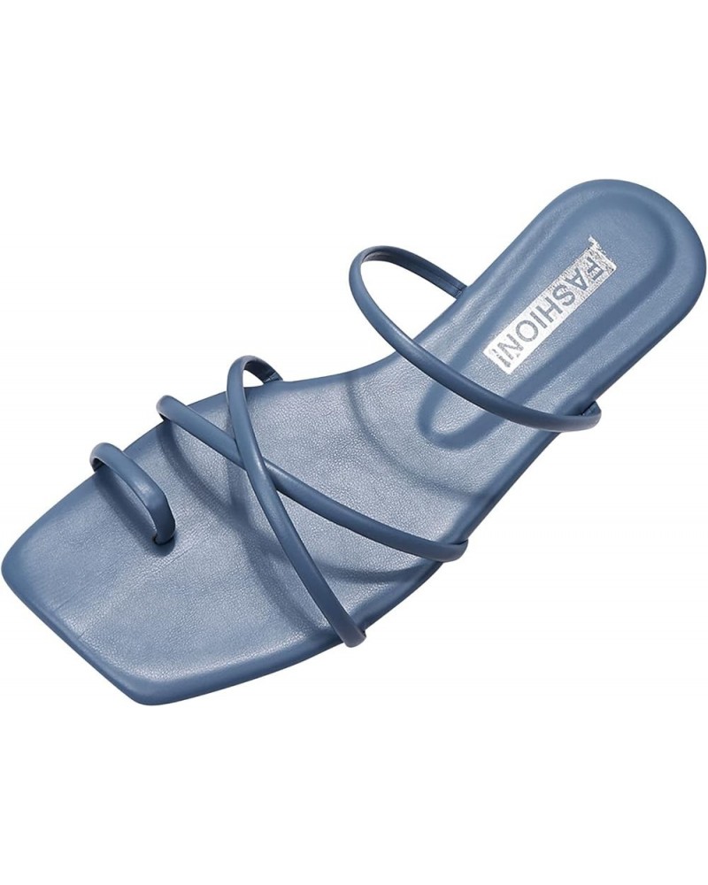 Low Heel Sandals Dressy Summer, Women Sandals Summer Boho Casual Flat Ankle T-Strap Thong Comfortable Flip Flops Blue $10.70 ...