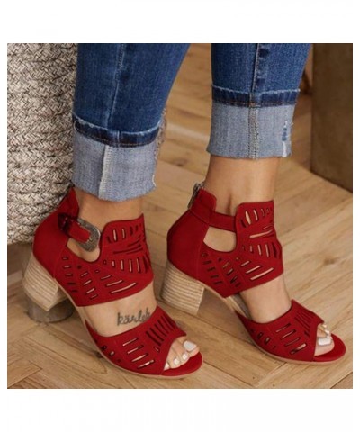 Platform Wedge Flip Flops For Women Sandals Summer Sandals For Women Red Women Sandals Women Fashion Bling Co H-wine $18.07 S...