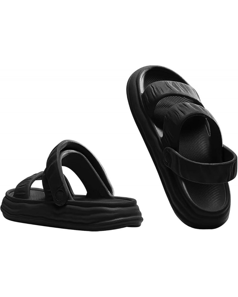 Slides Sandals for Women Thick Bottom Solid Color Large Bottom Flip Flops Ladies Beach Sandals (Black, 8) 6 Black $21.74 Sandals