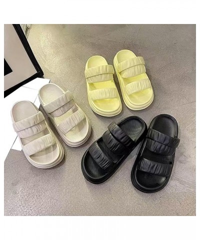 Slides Sandals for Women Thick Bottom Solid Color Large Bottom Flip Flops Ladies Beach Sandals (Black, 8) 6 Black $21.74 Sandals