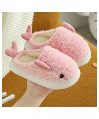 Shark Fuzzy Slippers for Women Warm Slippers Winter Slippers Home Slippers Furry Slippers Cartoon Slippers (8.5-9.5,Pink,Adul...