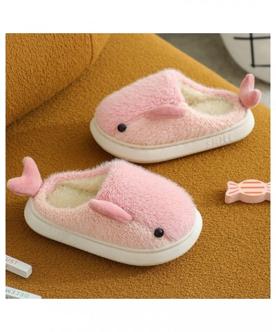 Shark Fuzzy Slippers for Women Warm Slippers Winter Slippers Home Slippers Furry Slippers Cartoon Slippers (8.5-9.5,Pink,Adul...