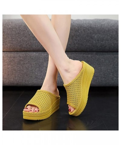 Women's Summer Thick Bottom Slope Heel Comfortable Hollow Sandals Mesh Plastic Outer Wear Muffin Bottom Beach Shoes Slippers ...