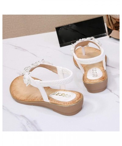 Pearl Flower Sandals for Women Flip Flops Summer Beach Sandals Elegant Clip Toe Sandals Comfy Shoes (Yellow, 5) White 7 $19.1...