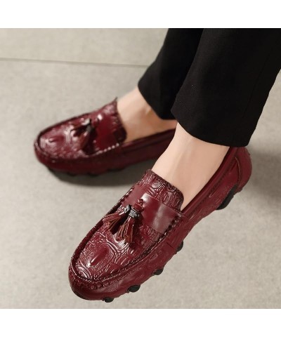 Mens Loafers PU Leather Tassel Penny Loafers Comfortable Slip Resistant Flexible Casual Walking Slip-on Red $24.48 Loafers & ...