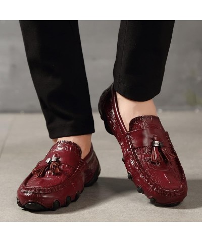 Mens Loafers PU Leather Tassel Penny Loafers Comfortable Slip Resistant Flexible Casual Walking Slip-on Red $24.48 Loafers & ...