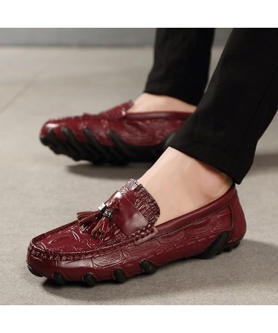 Mens Loafers PU Leather Tassel Penny Loafers Comfortable Slip Resistant Flexible Casual Walking Slip-on Red $24.48 Loafers & ...