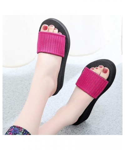 Fluffy Flip Flop Slippers For Women Slides For Womens Sandals Espadrilles For Women Sandals Women Comfortable Dr E-hot Pink $...