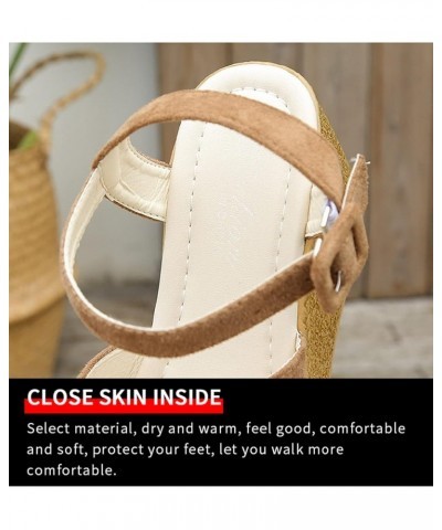 Wedge Sandals for Women Casual Summer Platform Espadrille High Heel Sandals Comfortable Open Toe Thick Bottom Buckle Strappy ...