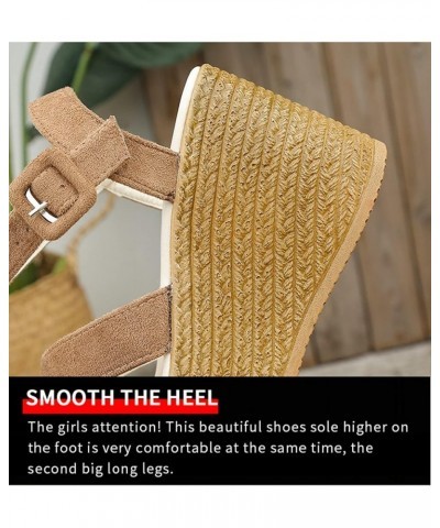 Wedge Sandals for Women Casual Summer Platform Espadrille High Heel Sandals Comfortable Open Toe Thick Bottom Buckle Strappy ...