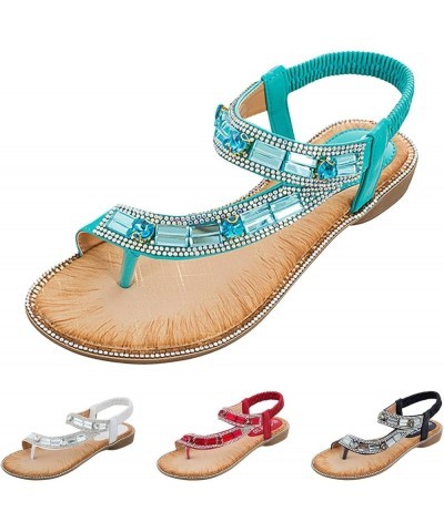 Orthopedic Sandals for Women, Flat Sandals for Women Bohemian Rhinestone-embellished Summer Thong Flat Sandals White $14.95 S...