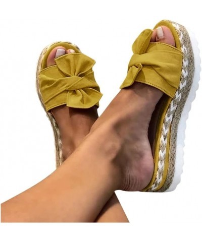 Womens Espadrilles Slip on Wedge Sandals Slides Bow Tie Platform Open Toe Summer Mules Shoes Thick Cushion Slippers Sandals f...