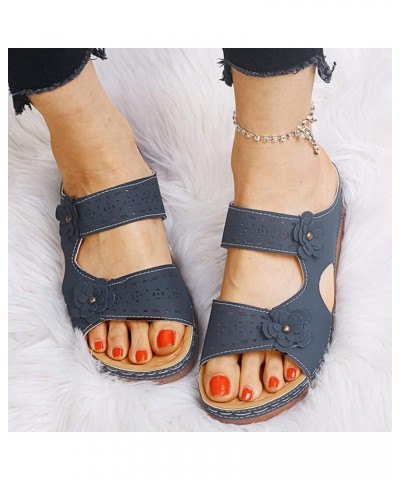 Women Wedge Sandals Women Shoes Breathable Flowers Comfortable Wedges Fashion Summer Sandals Beach Toe Women's Sandals (Grey,...