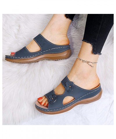 Women Wedge Sandals Women Shoes Breathable Flowers Comfortable Wedges Fashion Summer Sandals Beach Toe Women's Sandals (Grey,...