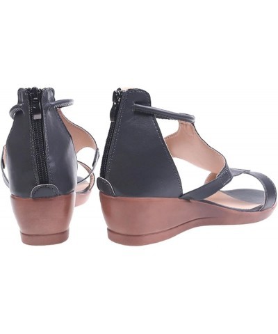 flats for women dressy, Sandals for Women Fashion Peep Toe Causal Shoes Hollow Out Wedges Sandals 02 Black $19.16 Sandals