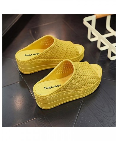 Women's Summer Thick Bottom Slope Heel Comfortable Hollow Sandals Mesh Plastic Outer Wear Muffin Bottom Beach Shoes Slippers ...