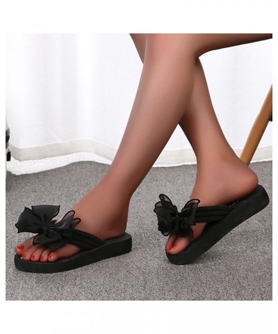 Women's Platform Flip Flop Comfortable Yoga Slippers Bohemia Flowers Sandal Adjustable Casual Thong Sandal 8.5 Black $3.69 Sa...