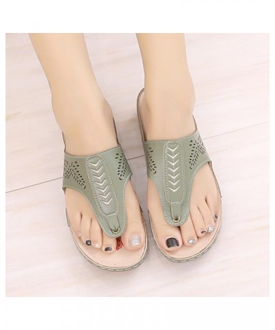 Wedge Sandals for Women,Women's Arch Support Slip On Clip Toe Print Soles Platform Sandals Boho Flip Flops Green $10.74 Sandals