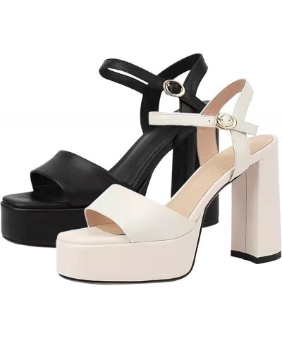 Chunky Sandals for Women High Heel Pump Sandals Solid Color Thick Soled Sandals Heel Sandals for Women Black $17.74 Sandals