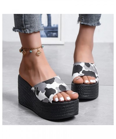 Slippers for Women,Sparkle Sequin Open Toe Platform Shoes Wedge Muffion Shoes Light Comfy Indoor and Outdoor B Black $11.71 S...