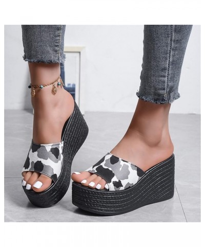 Slippers for Women,Sparkle Sequin Open Toe Platform Shoes Wedge Muffion Shoes Light Comfy Indoor and Outdoor B Black $11.71 S...