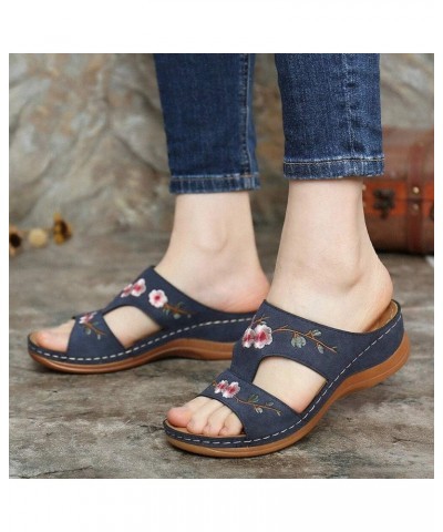 Orthopedic Sandals For Women Arch Support Dressy Summer Comfortable Walking Flip Flops Orthotic Beach Shoes Slides Blue $10.4...