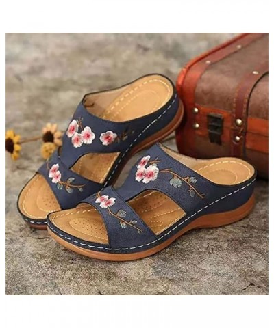 Orthopedic Sandals For Women Arch Support Dressy Summer Comfortable Walking Flip Flops Orthotic Beach Shoes Slides Blue $10.4...