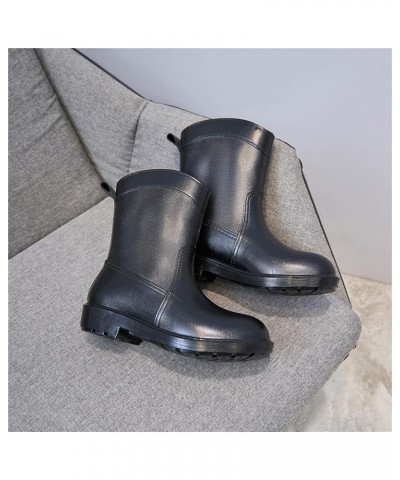 Lady Shoes Mid Calf Snow Boots Women Non Slip Fleece Inside Rain Boots Outdoor Rubber Water Shoes Mid Boots for Women B $13.8...