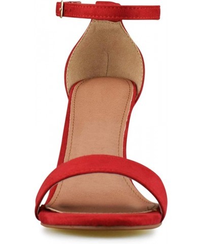 Women's High Chunky Block Heel Pump Dress Heeled Sandals Red $12.74 Sandals