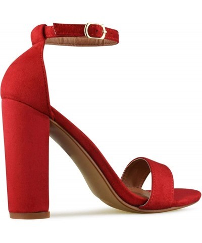 Women's High Chunky Block Heel Pump Dress Heeled Sandals Red $12.74 Sandals