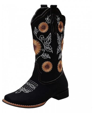 Western Boots Women Boots Wide Calf Women'S Lace-Up Boots Winter Casual Snow Boots Black $31.37 Boots