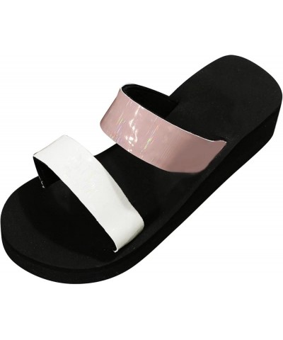 Wedge Sandals for Women wide width Slippers for Women Peep Toe Linen Sole Wedge Sandals Linen Wedge Slides Z 13-pink $14.76 S...