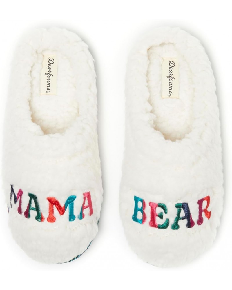 womens Gifts for Mom Cute Cozy Mothers Day Mama Bear Slipper White $16.47 Slippers