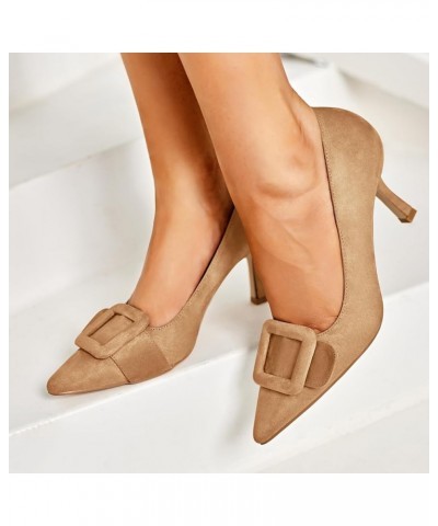 Women's Closed Pointed Toe Pumps Stiletto High Heels Wedding Party Dress Shoes Light Khaki $29.00 Pumps