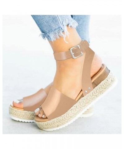 Platform Sandals for Women Dressy Summer Womens Espadrilles Buckle Ankle Strap Leather Raffia Sandals Black Sandals Wedges fo...