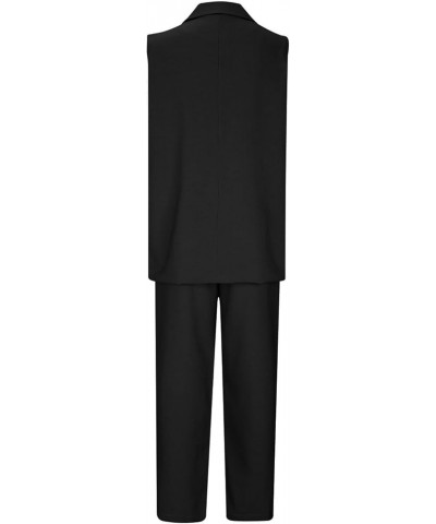 Women's 2 Piece Outfits Sleeveless Suit Vest and Wide Leg Pants Business Casual Sets Black - 2024 Pants for Women $21.61 Flats