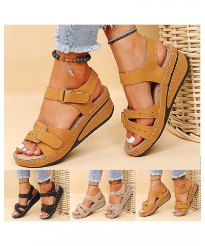 Wedge Sandals for Women Dressy, Sandals Women Comfortable Peep Toe Platform Wedge Sandals Shoes with Buckle Strap Khaki $12.7...