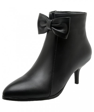 Womens Kitten Heels Ankle Boots Pointed Toe Black 5 $34.17 Boots