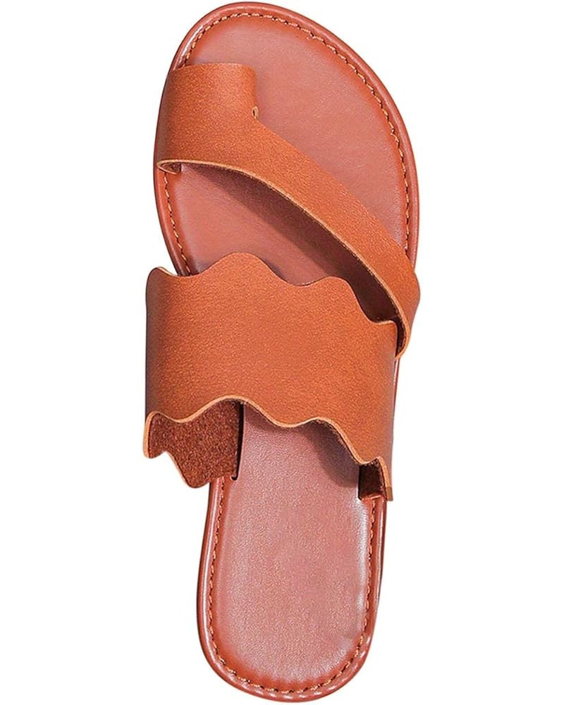 Zapatillas casa Mujer Sandalias tacón Plano cós a la Zapatillas Playa Mujer Zapatillas diarias Verano Zapatos B-198 Brown $15...