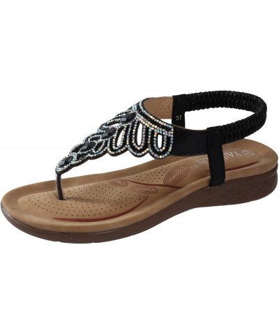 Women's Flip Flop Sandals Open Toe Two Strap High Heeled Sandal Beach Women's Cushion Higher Sandal Black $21.99 Sandals