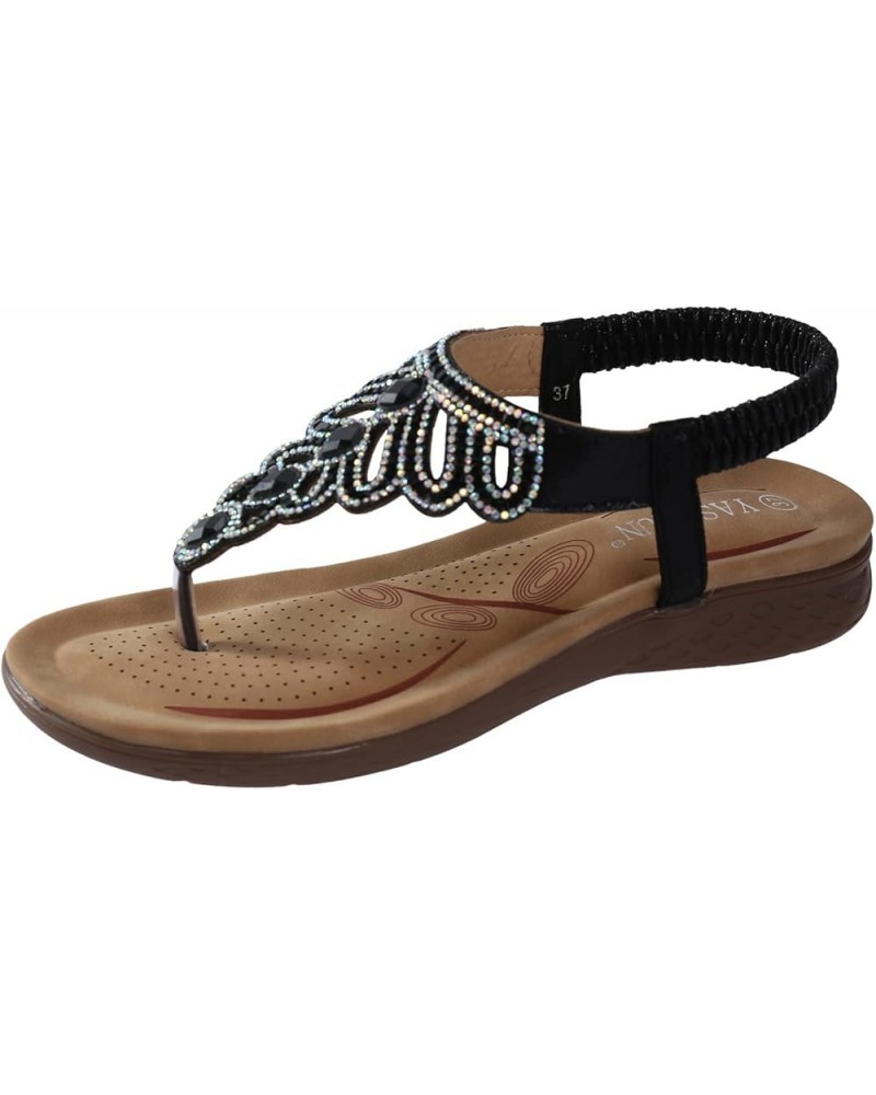 Women's Flip Flop Sandals Open Toe Two Strap High Heeled Sandal Beach Women's Cushion Higher Sandal Black $21.99 Sandals