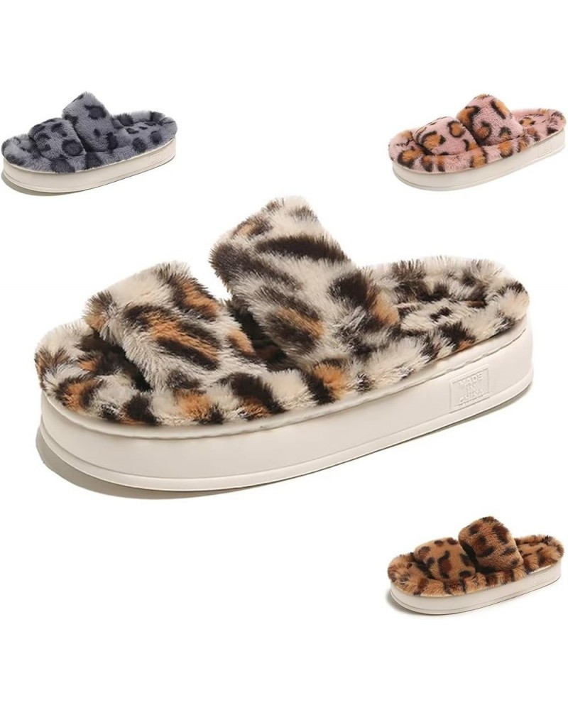 Women's Thick Bottom Slipper Cross Band Slippers Cozy Furry Fuzzy Slippers Open Toe Fluffy Indoor Shoes Outdoor Slip on Warm ...