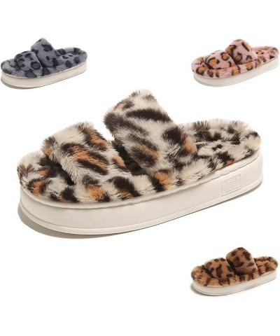 Women's Thick Bottom Slipper Cross Band Slippers Cozy Furry Fuzzy Slippers Open Toe Fluffy Indoor Shoes Outdoor Slip on Warm ...