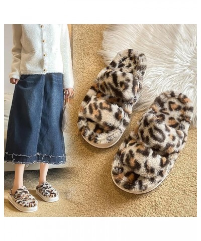 Women's Thick Bottom Slipper Cross Band Slippers Cozy Furry Fuzzy Slippers Open Toe Fluffy Indoor Shoes Outdoor Slip on Warm ...