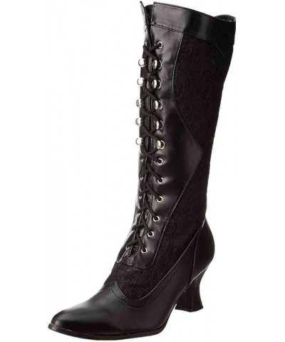 Goth Boots Renaissance Victorian Shoes Sweet Bow Mid Calf Boots Mid Heels Lace Up Studded Bowknot ​Witch Boot 1black $31.35 B...