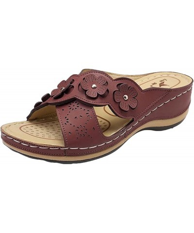 Comfortable Women's Arch Support Sandals - Orthotic Wedge Sandals for Women - Summer Flip Flops with Anti-Slip Sole Brown $9....