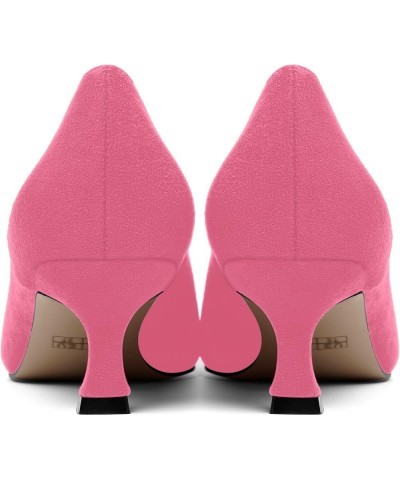 Womens Cute Slip On Round Toe Suede Office Solid Kitten Low Heel Pumps Shoes 2 Inch Hot Pink $34.86 Pumps