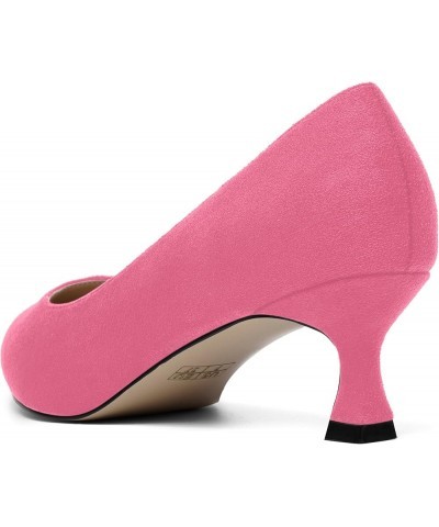 Womens Cute Slip On Round Toe Suede Office Solid Kitten Low Heel Pumps Shoes 2 Inch Hot Pink $34.86 Pumps